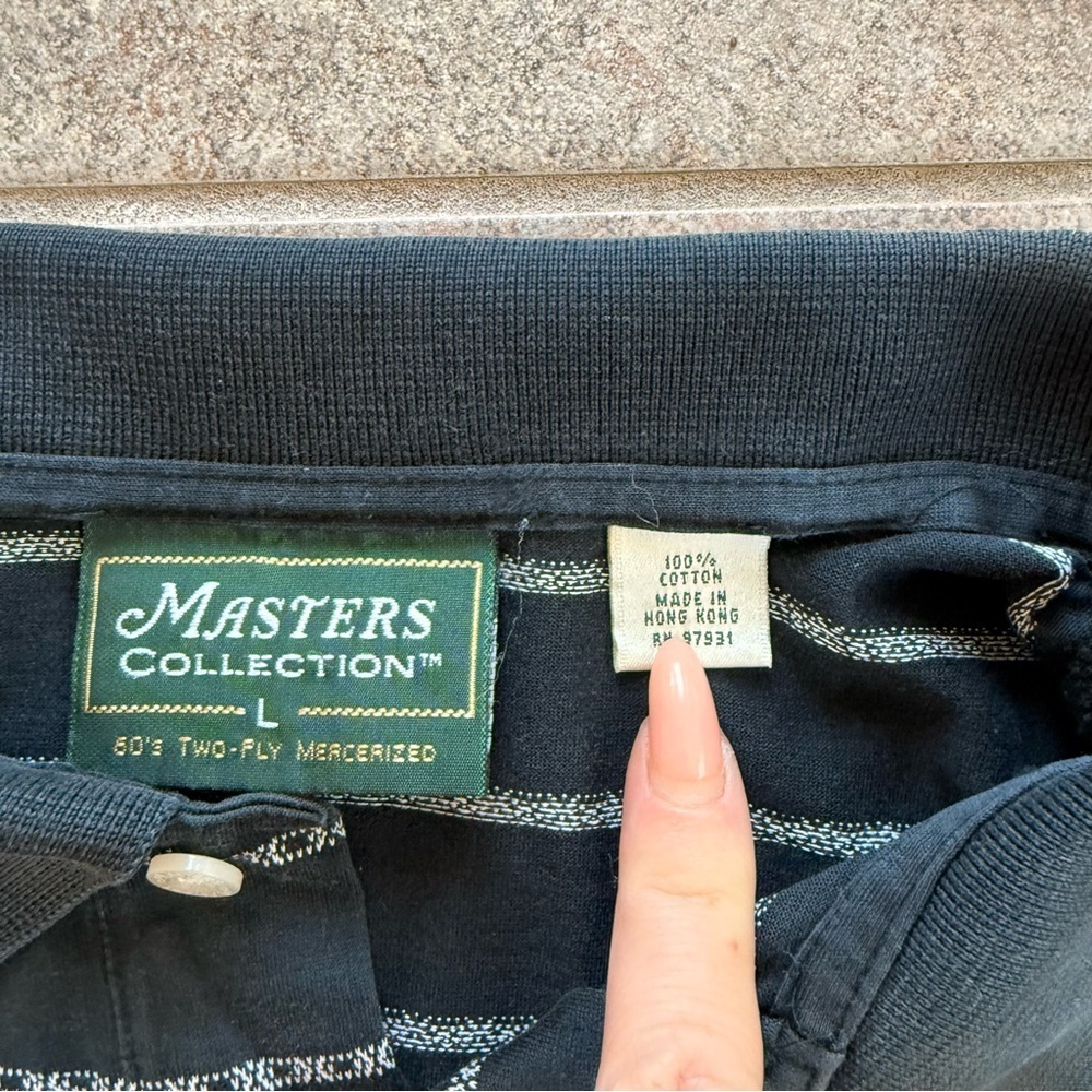 Masters Collection Mens Black Striped Short Sleeve Polo Shirt Size Large - Picture 3 of 8